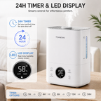 TEANEWS Humidifier for Bedroom, 1.2L Top Fill for Large Room, 24H Runtime, 28 dB Quiet Supersized Cool Mist Air Humidifier for Baby Nursery, Plants, Indoor, Night Light, Easy to Clean &amp; Fill, White